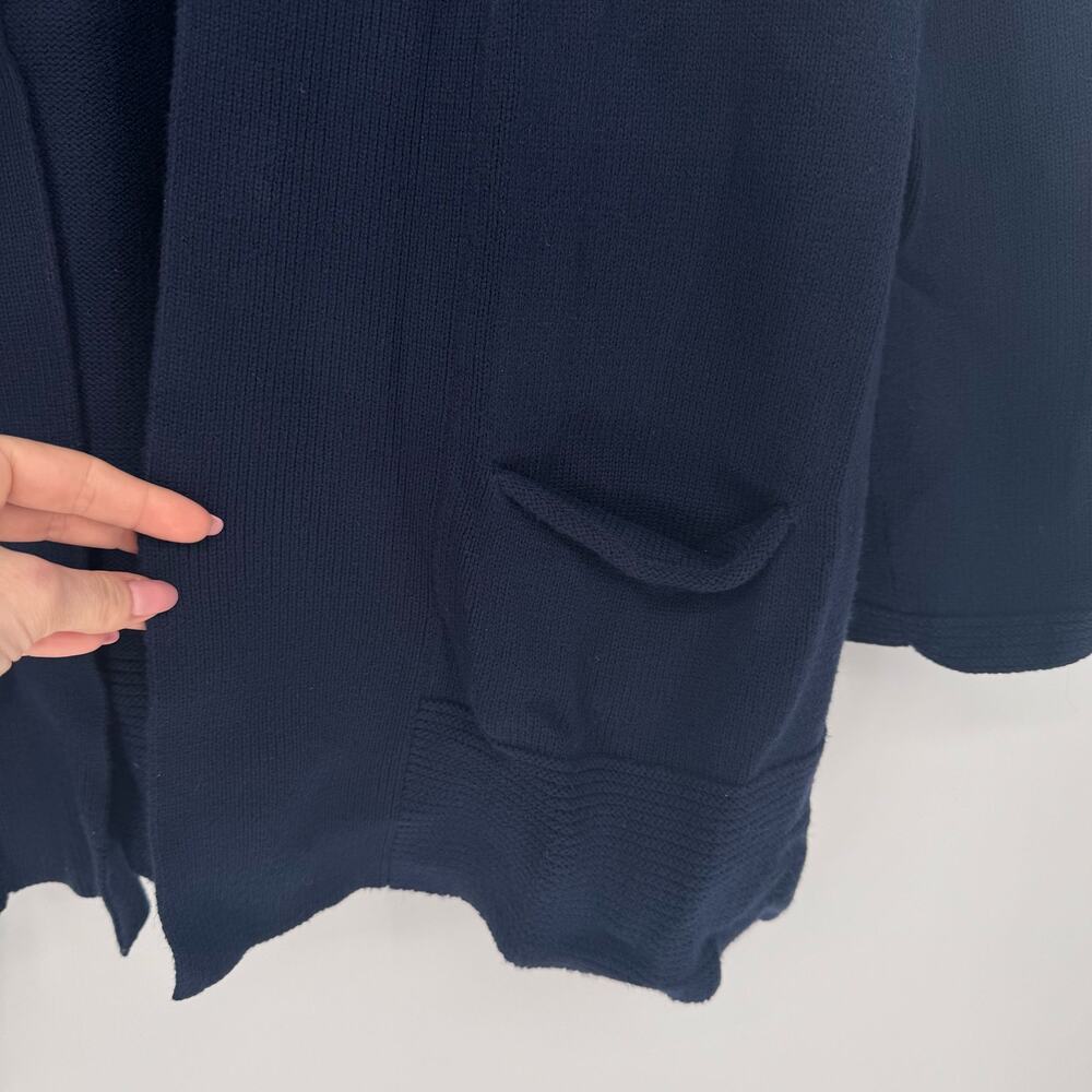 J.Jill Navy Blue Open Front Knit Sweater Cardigan Sz S Cottagecore Minimalist - Picture 4 of 6